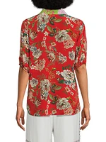 Steph Floral Silk Short-Sleeve Shirt