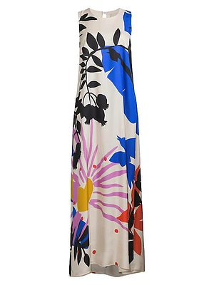 Tatianna Abstract Silk-Blend Maxi Dress