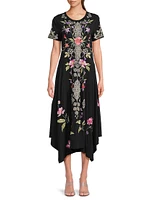 Dacie Floral Cotton Knit Midi-Dress