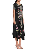 Dacie Floral Cotton Knit Midi-Dress