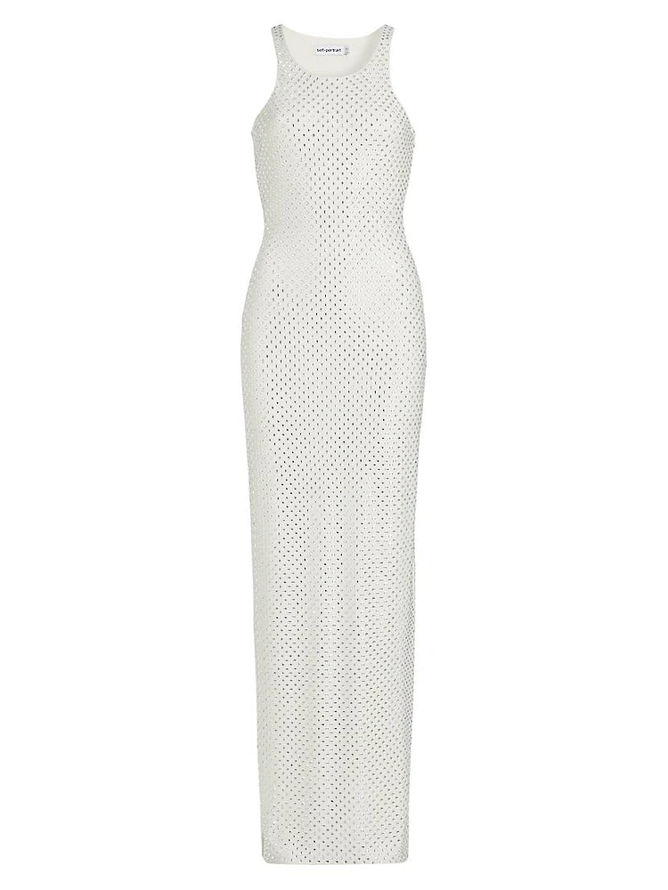 Mesh Rhinestone Maxi Dress