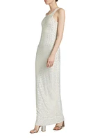 Mesh Rhinestone Maxi Dress