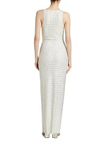 Mesh Rhinestone Maxi Dress