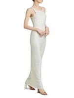 Mesh Rhinestone Maxi Dress