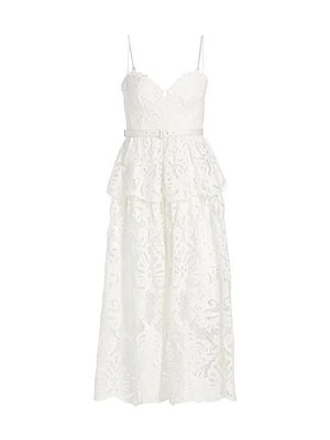 Lace Cotton Tiered Midi-Dress