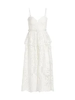 Lace Cotton Tiered Midi-Dress