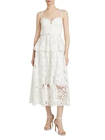 Lace Cotton Tiered Midi-Dress