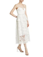 Lace Cotton Tiered Midi-Dress