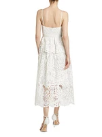 Lace Cotton Tiered Midi-Dress