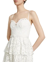 Lace Cotton Tiered Midi-Dress