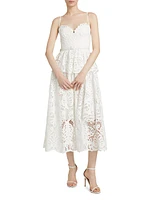 Lace Cotton Tiered Midi-Dress