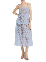 Organza Lace Tiered Midi-Dress