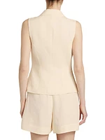 Linen-Blend Tailored Romper