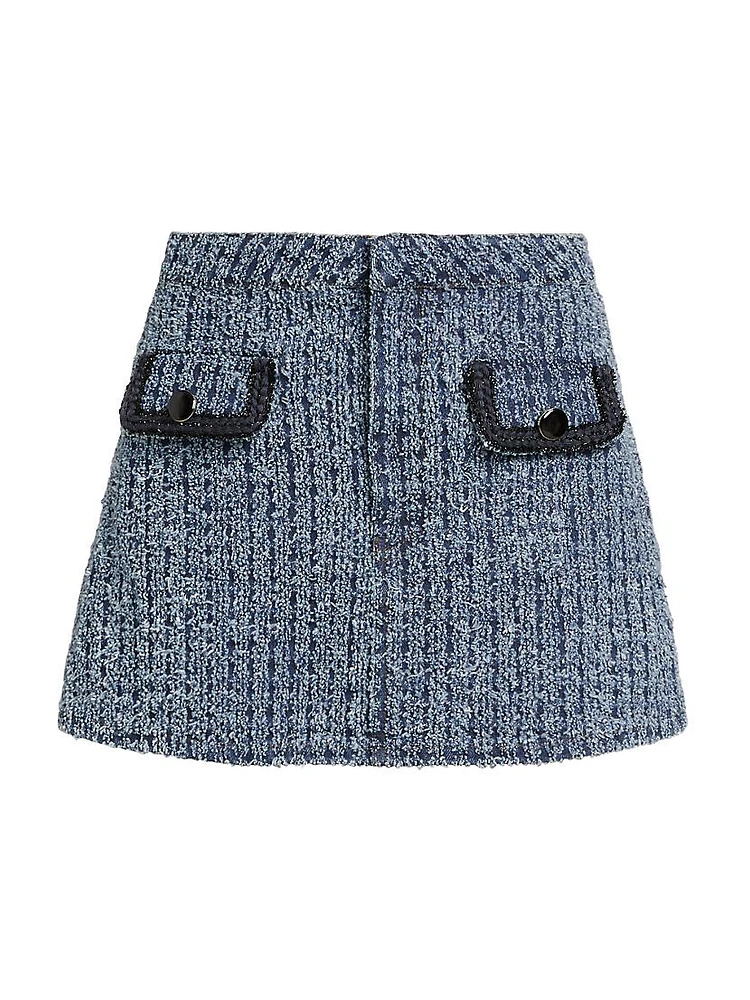 Textured Denim Miniskirt