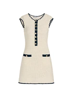 Crochet Cotton-Blend Tipped Minidress