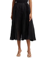 Pleated Cotton Midi-Skirt