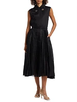 Pleated Cotton Midi-Skirt