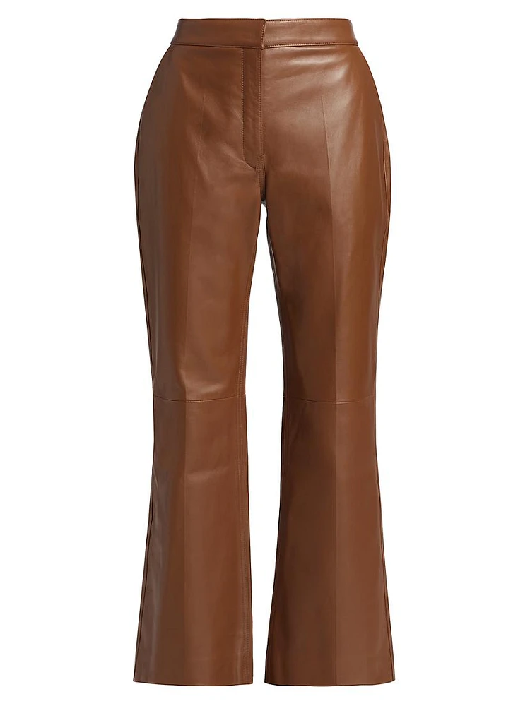 Crop Leather Flare Pants