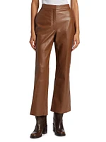 Crop Leather Flare Pants