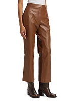 Crop Leather Flare Pants