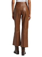 Crop Leather Flare Pants