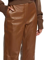 Crop Leather Flare Pants