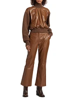 Crop Leather Flare Pants