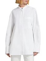 Button-Up Poplin Tunic Shirt