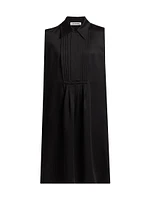 Sleeveless Pleated Shift Shirtdress