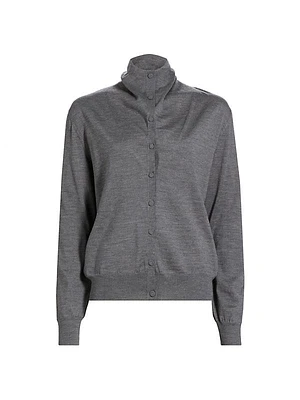 High Neck Wool Cardigan