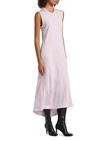 Sleeveless Spiral-Cut Midi-Dress