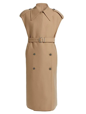 Sleeveless Wool Trench Coat