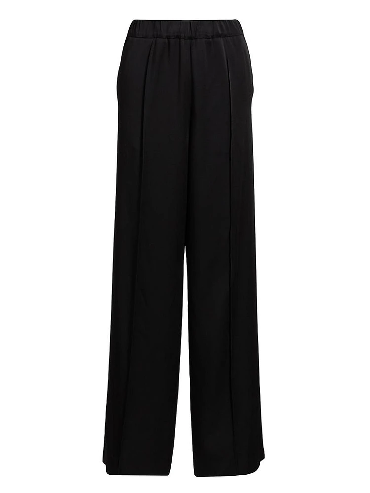 Satin Straight-Leg Pants