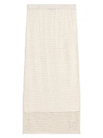 Linen-Blend Crochet Midi-Skirt