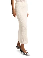 Linen-Blend Crochet Midi-Skirt