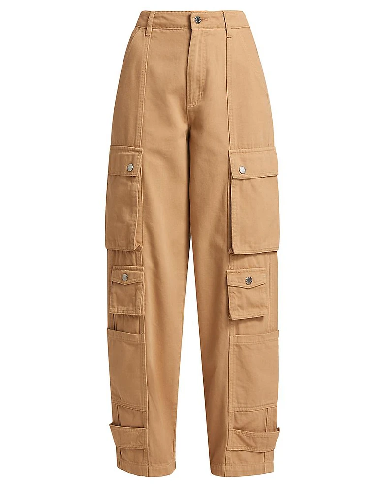 Cotton Twill Wide-Leg Cargo Pants