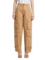 Cotton Twill Wide-Leg Cargo Pants