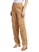 Cotton Twill Wide-Leg Cargo Pants