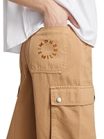 Cotton Twill Wide-Leg Cargo Pants