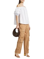 Cotton Twill Wide-Leg Cargo Pants