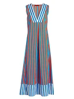 Mar Striped Cotton-Blend Poplin Midi-Dress