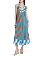 Mar Striped Cotton-Blend Poplin Midi-Dress