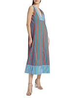 Mar Striped Cotton-Blend Poplin Midi-Dress