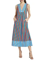 Mar Striped Cotton-Blend Poplin Midi-Dress