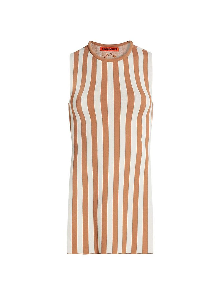 Canoga Striped Knit Sleeveless Top