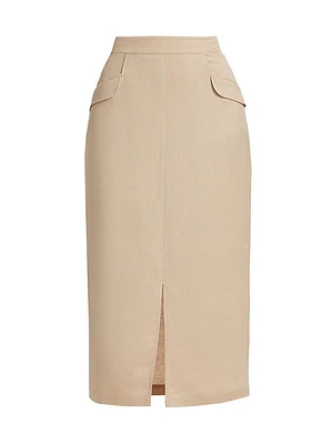 Linen-Blend Midi-Skirt