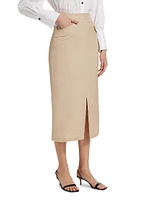 Linen-Blend Midi-Skirt