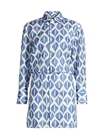 Ikat-Inspired Printed Linen Shirtdress