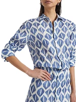 Ikat-Inspired Printed Linen Shirtdress