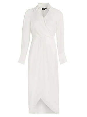 Surplice Long-Sleeve Shirtdress